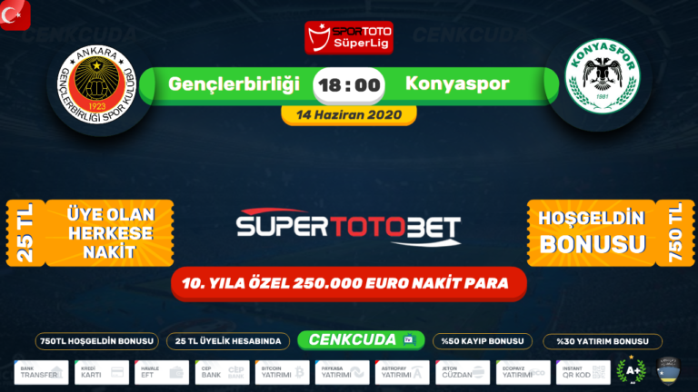 [ 12 Haziran Maçları ] Gençlerbirliği – Konyaspor Bein sport izle Canli