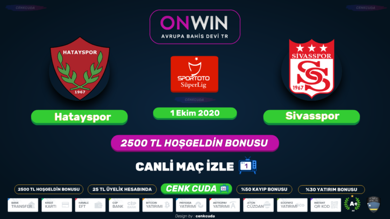 ( Süper lig 7.Hafta 2020 ) Hatayspor – Sivasspor Justin tv şifresiz izle,
