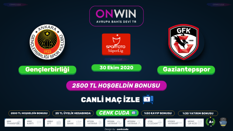 ( Süper lig 7.Hafta 2020 ) Gençlerbirliği – Gaziantep FK Jestyayın tv donmadan şifresiz izle