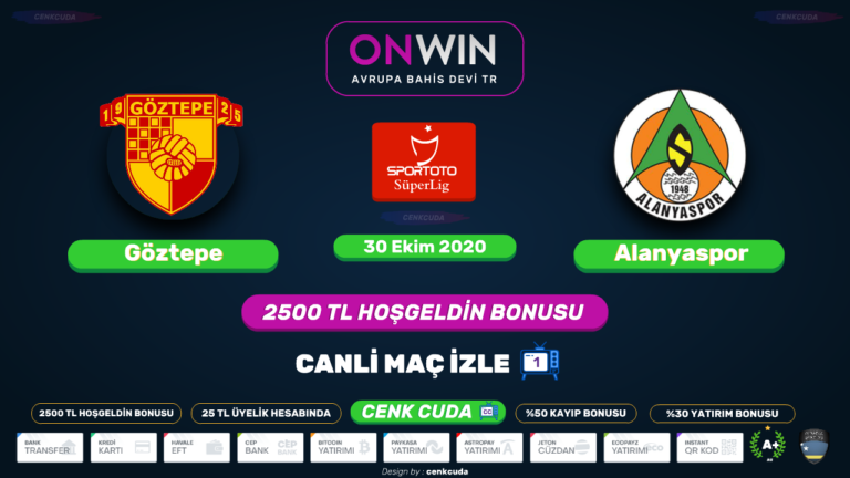 ( Süper lig 7.Hafta 2020 ) Göztepe – Alanyaspor Betpark tv şifresiz izle