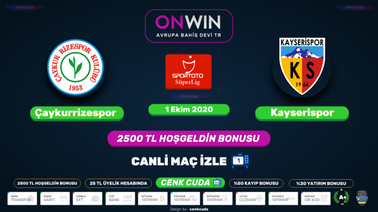 ( Süper lig 7.Hafta 2020 ) Çaykur Rizespor – Kayserispor İmajbet tv canli maç izle