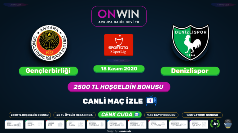 📺 Justin tv canli izle , Gençlerbirliği Denizlispor 18 Kasım 2020 maç yayını izle