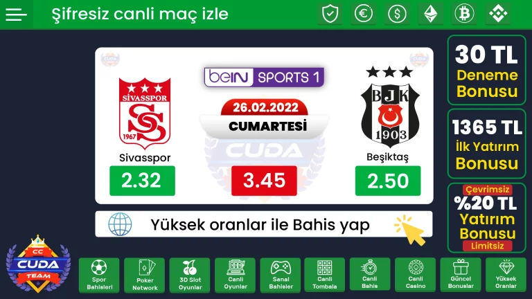 Matbet TV | Sivasspor Beşiktaş Maçı izle, Şifresiz canli maç yayını izle