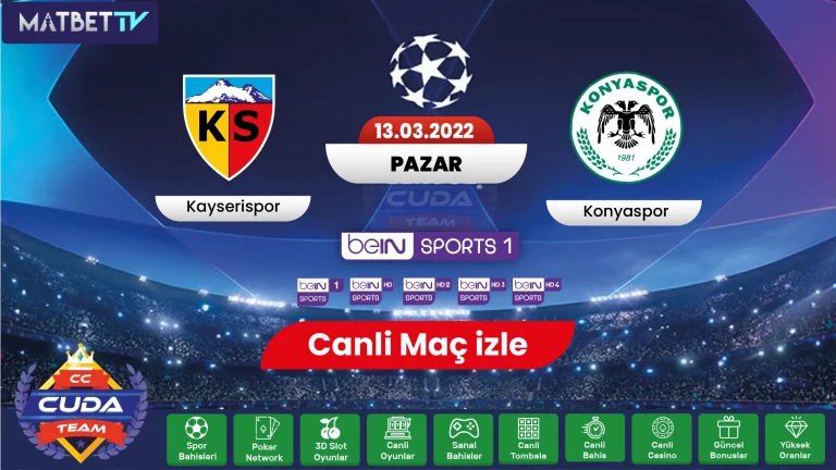 ( Matbet tv ) Kayserispor Konyaspor maçı canli izle, Konyaspor Maçı şifresiz izle Bein sports HD, Exxen Spor, Selcuk sports HD