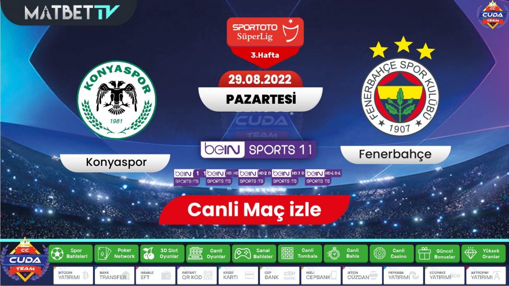 Konyaspor Fenerbahçe maçı izle, Şifresiz FB maçı canli