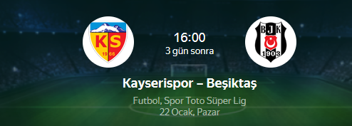 Kayserispor Beşiktaş maçı canlı izle